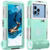Lanhiem Custodia Impermeabile Subacquea Professionale IP68 15M per iPhone Samsung Huawei Xiaomi,Compatibile con telefoni fino a 6,9 pollici,adatto per immersioni snorkeling surf,Teal White