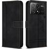 Bravoday Cover per Xiaomi Poco X6 PRO 5G / Xiaomi Poco X6 PRO 5G, Flip Custodia in Pelle PU con Slot per Schede, Portafoglio Custodia per Xiaomi Poco X6 PRO 5G / Xiaomi Poco X6 PRO 5G, Nero