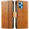 Generico DayQiQiPu Cover per Realme 9 Pro (6,6 Pollici) Custodia in pelle PU con Patchwork Guscio Protettiva Anti-Skimming Custodia Portafoglio Flip Caso Business, Cachi