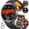 LIGE Smartwatch Uomo,1000mAh,1.7 Smart Watch Militare con Chiamata/Torcia LED,110+ Modalità Sportive,IP68 Impermeabile,Frequenza Cardiaca,Android iOS,3 Braccialetti+2 Caricabatterie,EF24-E
