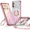 XYZ Cover per Samsung Galaxy A54 5G con Cordino, Oro Rosa