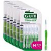 GUM TRAV-LER Scovolini Interdentali Professionali/Setole con Protezione Antibatterica/Filo Metallico Rivestito/Impugnatura Morbida/Verde/Misura 1,1 mm ISO 3/6 Confezioni da 6 pz