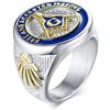 INRENG Anello da uomo in acciaio inox, stile vintage, massonico, biker, colore: blu, 11, Metallo, Non pietra preziosa
