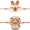 SAJTOX Set di 2 Rakhi per fratello, set di 2 fili per bambini, realizzati a mano, in morbido poliestere, regolabile, multicolore, Adjustble, Misto poliestere, Non pietra preziosa