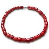 Vifaleno Collana di corallo naturale, rosso, 12x14 mm, lunghezza circa 43 cm, chiusura a moschettone in argento 925