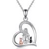 YFN Collana con gatto in argento Sterling, gioielli per donne e ragazze adolescenti, gatto, abalone/turchese/cristallo/malachite, idea regalo per gli amanti dei gatti