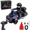 HUAJUN Moto Telecomandata 2.4G RC, Telecomando per Moto Fuoristrada, Deriva 360° Rotazione Drift con Controllo Della Luce LED, Velocità Regolabile per Moto Telecomandata Regalo per Bambini