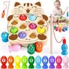 ZHHGOO Giochi in Legno Pesca per Bambini,Giochi Bambini 3 Anni,Giochi Montessori,Giochi di Pescas per Bambini, Pesca Pesciolini Gioco Magnetico,Giochi Educativi Bambini per 3 4 5 Anni