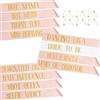 PHOGARY 12 Pezzi Fasce Addio al Nubilato Sash - 1 Fascia per la Sposa Bianca con 11 Pezzi Team Bride Sash Oro Rosa - Set Addio al Nubilato Sposa per Festa di Matrimonio, Bride to Be Addio al Nubilato
