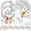 Doyomtoy Set di stoviglie per feste, Doyomtoy musica sotto il motto Serve per 20 ospiti, tovaglie, piatti, tazze, tovaglioli per accessori per feste di compleanno