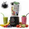 TurboTronic By Z-LINE TurboTronic BG7-2100 W (25.000 giri/min) con contenitore in vetro in acciaio inox da 2,0 l, funzione frullatore per frullati in vetro, funzione Ice Crush, senza BPA