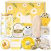 KKSJK Regalo per Donna, Regali Donne Compleanno, Idee Regalo Originali e Utili per Mamma Moglie Sorella Amica Collega, Set Cofanetto Regali Donna con Vetro, Mascherina per Dormire, Candela (Giallo)