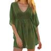 Qianderer Costume da bagno da donna, copricostume da bagno sexy e trasparente, in chiffon, con laccetti in vita, Za Verde Militare, Etichettalia unica