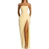 Generico Vestito Donna Bustier Lungo Abito da Cerimonia con Schiena Scoperta Spacco Profondo Linea Affusolata Elegante per Matrimonio Festa Ricevimento Evento