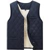 Generisch Gilet invernale da uomo in pile termico con bottoni in pile, imbottito, in lana d'agnello, senza maniche, per attività all'aria aperta, con scollo a V, O blu navy, M