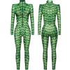 Celanisai Costume di carnevale per uomo e donna, con motivo di serpente, tuta per cosplay, body con scheletro, stampa digitale, monopezzo, per feste, club, carnevale, P verde chiaro, XL