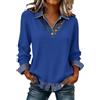 Generisch Maglia a maniche lunghe da donna patchwork con bottoni, in denim, oversize, 2 in 1, casual, vintage, camicetta da donna senza cappuccio, O blu., M