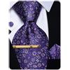 YourTies Set di cravatte da uomo con motivo cachemire floreale, in seta, fazzoletto quadrato e gemelli per matrimonio, feste, affari, Viola rosa floreale, One Size