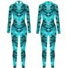 Cexiakong Tuta da donna con stampa a squame di pesce, sexy, taglio sottile, a maniche lunghe, per carnevale, per cosplay, per tutto il corpo, Q verde scuro, M