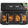 NutriChef Friggitrice ad Aria, Air Fryer Forno Digitale Senza Olio con Cestello o Ciotola Trasparente, Controllo Preciso di Tempo e Temperatura, Perfetta per Pollo, Dolci, Patatine e Bistecca