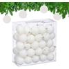 Relaxdays Palline di Natale, Set 50 Palle Albero, Addobbi Natalizi, ∅ 6 cm, in Plastica Opaca, Lucida, Glitter, Bianco