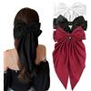 Ypkia 3 pezzi fiocco per capelli da donna in raso con grande fiocco in tessuto francese, clip per capelli per donne e ragazze (nero, rosso, bianco)