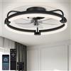 OUTON 50cm Ventilatore da Soffitto con Luce e Telecomando, Nero