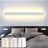 ZTWLEED 36W Lunga Applique da Parete LED Interno,3 Temperature di Colore | Lampada da Parete Moderna in Acrilico 110-240V,3000K/4000K/6000K per Camera da Letto Soggiorno Corridoio Scala,Bianco 100CM