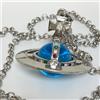 Vivienne Westwood Collana Vivienne Westwood piccola sfera argento azzurro multi catena 80 cm to...