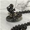Vivienne Westwood Collana Vivienne Westwood Mayfair Orb Small Gunmetal nera con custodia NO SCA...