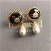 Vivienne Westwood Orecchini Vivienne Westwood smalto bottone perla oro nero con custodia NO SCA...