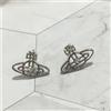Vivienne Westwood Orecchini Pierce Argento Cristallo Sfera 1,2 cm con Sacchet...