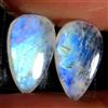 Gemstonedesire Coppia di pere in pietra di luna flash arcobaleno naturale 4,10 ct.100% cabin...