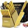 MOSFiATA Set Coltelli da Cucina con Ceppo, Coltello da Cucina Placcato in Titanio con Affilatura Acciaio per Carne, Verdure, Pane e Frutta