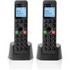 Motorola Voice - DOT202 Twin Pack, Telefono Cordless Digitale, Altoparlante Vivavoce, Blocco Chiamate, 100 Contatti con Nome e Rubrica, Nero