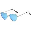 tuwiwol Occhiali da sole a forma di cuore con lenti Tac per fashioniste alla moda Occhiali da sole a forma di cuore di colori multipli Occhiali da sole, cornice argento azzurro