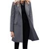 Cexiakong Cappotto invernale da donna, con colletto rovesciato, trench, doppio petto a maniche lunghe, medio, caldo, invernale, tinta unita, comodo, morbido, con tasche, O grigio scuro, L