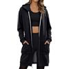 Jinitaimei Felpa Lunga con Cappuccio da Donna Giacca Hoodie Casual Sweatshirt Doppia Cerniera Giacca in Pile Felpe Tunica Cappotto Cardigan con Tasche Abbigliamento alla Moda Autunno Invernali