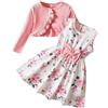 Generico Vestito e Cardigan per Bambine 2 Pezzi Abitini per Abiti Floreali Toddler Bambini Manica Lunga Cappotto Volant Ragazze Vestito Vestiti Bambina per 2-8 Anni