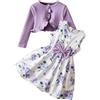 Generico Vestito e Cardigan per Bambine 2 Pezzi Abitini per Abiti Floreali Toddler Bambini Manica Lunga Cappotto Volant Ragazze Vestito Vestiti Bambina per 2-8 Anni
