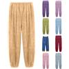 Generisch Pantaloni lunghi da notte da donna, in cotone, con polsini, in flanella, morbidi, imbottiti, per il sonno, in pile