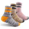 FEIDEER Calzini da trekking da donna, confezione multipla, calzini per attività ricreative all'aperto, Grigio Rosa/Grigio Giallo/Grigio, Medium