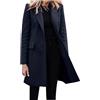 Cexiakong Cappotto invernale da donna, con colletto rovesciato, trench, doppio petto a maniche lunghe, medio, caldo, invernale, tinta unita, comodo, morbido, con tasche, O blu navy, L