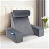 Trsaow Cuscino da lettura ergonomico con poggiatesta e braccioli rimovibili, supporto per la schiena per letto, divano, pavimento, regolabile per lettura, lavoro e relax