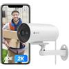 EZVIZ H5 POE 2K Telecamera Esterno, Rilevamento di Persone/Veicoli, Visione Notturna a Colori, Allarme con Sirena e Flash, Audio Bidirezionale, H.265, Compatibile con Alexa, IP67