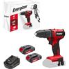 Energizer - Trapano avvitatore cordless 20V ultra leggero, coppia 40 Nm, 2 velocità (1850 RPM), mandrino 10 mm, include 2 batterie 20V 2AH + caricatore rapido, utensile ad alte prestazioni per fai-da