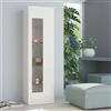 Dmora - Vetrina Mimmo, Credenza con anta a vetro, Mobile da soggiorno multiuso, 100% Made in Italy, cm 45x34h162, Bianco lucido