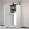 Dmora Dispensa da Cucina Plinio 60x60x165h cm Bianco Bianco Lucido 2 Ripiani Apertura Battente, 2 Ante Made in Italy