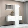 Dmora - Mobile da ingresso Vernante, Armadietto multifunzione a 3 ante, Appendiabiti da parete con specchio, 170x35h190 cm, Bianco