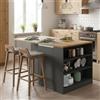 Dmora - Isola da cucina Osvaldo, Armadio multiuso, Mobile per cucinotto, Tavolo ausiliario, 100% Made in Italy, 160x90h90 cm, Antracite e Rovere